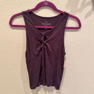 NWT AEO essentials purple tie up front tank medium